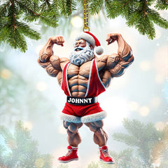 Maxcorners Custom Name Gym Work Out Santa Ornament, Gymnastics Christmas Gift 2D Flat LM2111