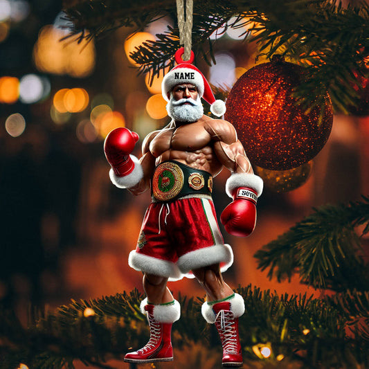 Maxcorners Custom Ornament, Christmas Boxing Santa Ornament, Christmas Decor 2D Flat LM2211