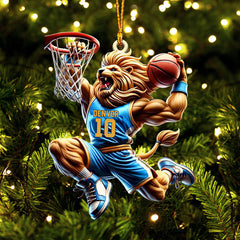Maxcorners Lion Basketball Christmas Ornament, Personalized Ornament 2D Flat LM2211