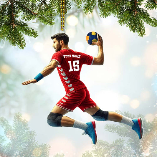 Maxcorners Custom Name Handball Ornament, Christmas Gift for Handball Lover 2D Flat LM2111