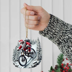 Maxcorners Custom Name Santa Mountain Bike Ornament, Christmas Gift for Mountain Bike Lover 2D Flat LM2211