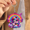 Maxcorners Rainbow Rebel Unicorn Dart 3D Keychain