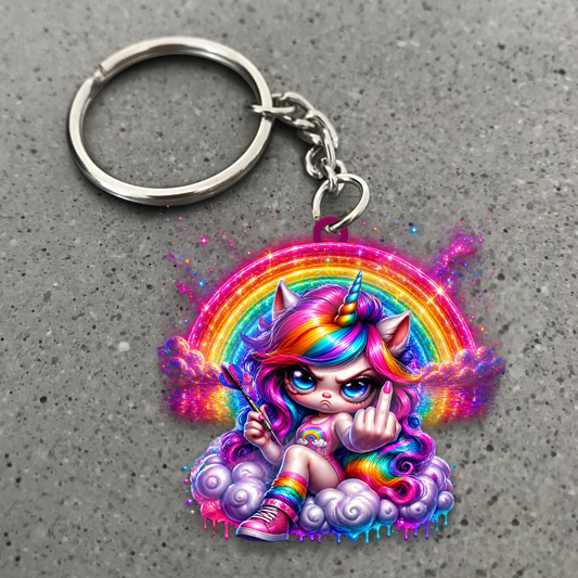 Maxcorners Rainbow Rebel Unicorn Dart 3D Keychain