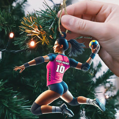 Maxcorners Custom Ornament, Handball Woman Ornament, Christmas Decor 2D Flat LM2211