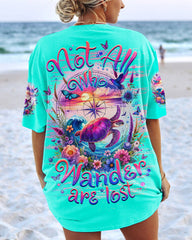 Maxcorners Not All Who Wander Are Lost Compass Turtle All Over Print LM2101