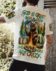 Maxcorners God Is Great Beer Is Good Bear All Over Print LM2101