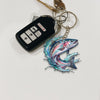 Maxcorners Salmon Fishing Colorful Neon Water Splash Art Personalized Name Keychain