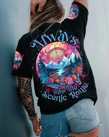 Maxcorners Always Take The Scenic Route Compass All Over Print LM2101
