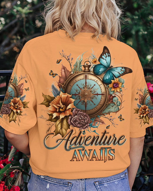 Maxcorners Adventure Awaits Compass Flowers All Over Print LM2101