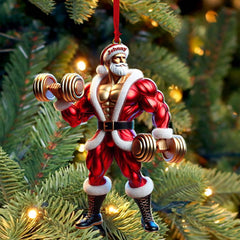 Maxcorners Custom Name Gym Work Out Santa Ornament, Gymnastics Christmas Gift87 2D Flat LM2211