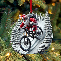 Maxcorners Custom Name Santa Mountain Bike Ornament, Christmas Gift for Mountain Bike Lover 2D Flat LM2211