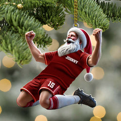 Maxcorners Custom Name and Number Soccer Santa Ornament, Soccer Christmas Gift 2D Flat LM2211