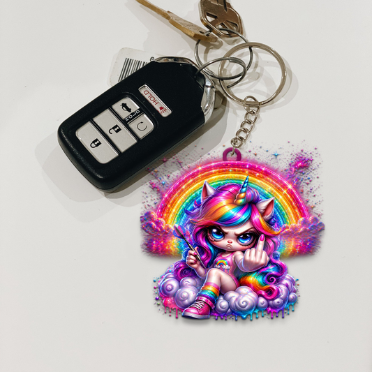 Maxcorners Rainbow Rebel Unicorn Dart 3D Keychain