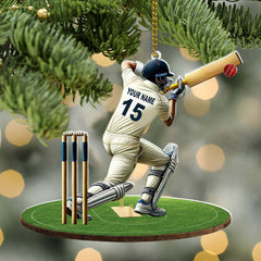 Maxcorners Custom Name Cricket Ball Ornament, Cricket Ball Lover Christmas Gifts 2D Flat LM2211