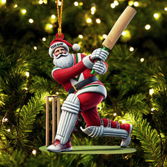 Maxcorners Cricket Ball Santa Pose Christmas Ornament, Personalized Ornament 2D Flat LM2211