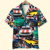 Maxcorners Custom Muscle Car Photo Tropical Plants And Hibiscus Flowers Pattern Hawaiian Shirt