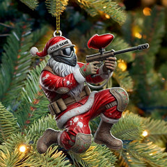 Maxcorners Custom Name Paintball Shooting Santa Ornament, Paintball Shooting Christmas Gift 2D Flat LM2111
