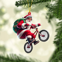 Maxcorners Santa Rides A Bike Christmas Ornament, Personalized Ornament 2D Flat LM2211