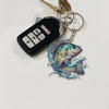 Maxcorners Crappie Fishing Colorful Neon Water Splash Art Personalized Name Keychain