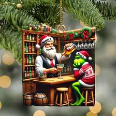 Maxcorners Santa And ELF Bar Christmas Ornament, Personalized Ornament 2D Flat LM2211