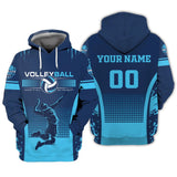 Maxcorners Volleyball Blue Light Personalized Name And Number 3D Unisex Shirt