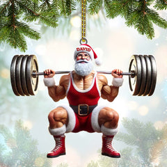 Maxcorners Custom Name Gym Work Out Santa Ornament, Gymnastics Christmas Gift9 2D Flat LM2211