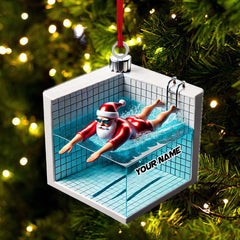 Maxcorners Swimming Santa Christmas Ornament, Personalized Ornament 2D Flat LM2211