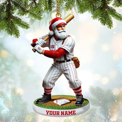 Maxcorners Custom Name and Number Baseball Ornament, Baseball Christmas Gift 2D Flat LM2111