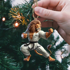 Maxcorners Lion Karate Christmas Ornament, Personalized Ornament 2D Flat LM2211