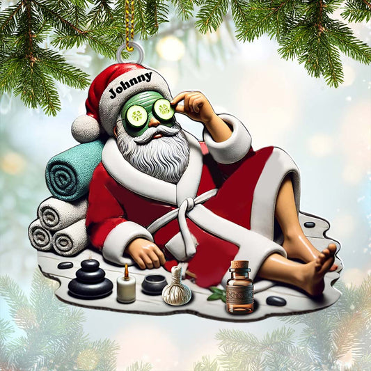 Maxcorners Custom Name Santa Spa Ornament, Santa Christmas Gift Decoration 2D Flat LM2111