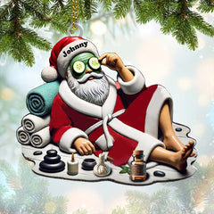 Maxcorners Custom Name Santa Spa Ornament, Santa Christmas Gift Decoration 2D Flat LM2111