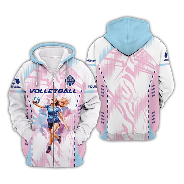 Maxcorners Pink Volleyball Signature Personalized Name Shirt