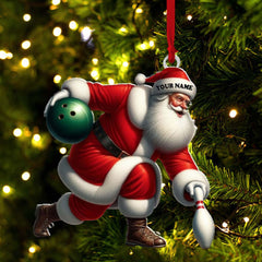 Maxcorners Custom Name Bowling Santa Ornament, Bowling Lover Christmas Gift 2D Flat LM2211
