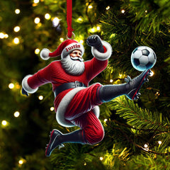 Maxcorners Custom Name Football Santa Ornament, Christmas Gift 2D Flat LM2211