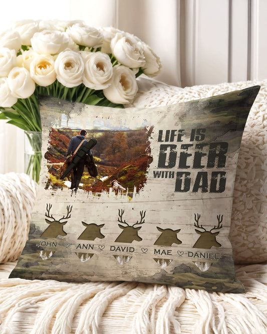 Maxcorners Personalized Life Is Deer With Dad Pillow LM1601