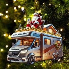 Maxcorners Custom Name Santa Truck Ornament, Santa Christmas Gift 2D Flat LM2111