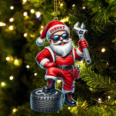 Maxcorners Custom Name Mechanic Santa Ornament, Mechanic Christmas Gift 2D Flat LM2111