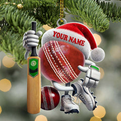 Maxcorners Custom Name Cricket Ball Ornament, Cricket Ball Lover Christmas Gift9 2D Flat LM2211