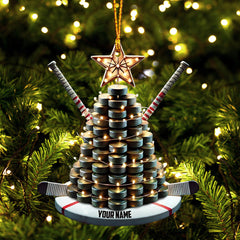 Maxcorners Hockey Tree Christmas Ornament, Personalized Ornament 2D Flat LM2211