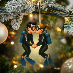 Maxcorners Couple Diving Home Decor, Christmas Ornament, Personalized Ornament 2D Flat LM2111
