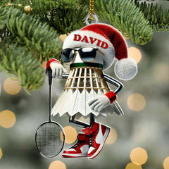 Maxcorners Custom Name Badminton Ornament, Badminton Christmas Gift Decoration3 2D Flat LM2111
