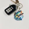Maxcorners Bass Fishing Keychain Fish Water Splash Art Personalized Name 2D Keychain