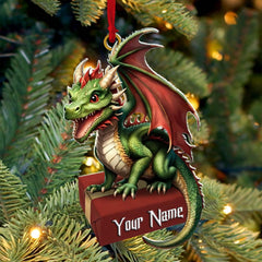 Maxcorners Custom Name Dragon Ornament, Christmas Gift for Dragon Lover 2D Flat LM2211