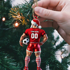 Maxcorners Soccer Santa Christmas Ornament, Personalized Ornament 2D Flat LM2211