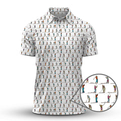 Maxcorners Golf Swing Motion Shirt, Pattern Golf Polos, Golf Gift For Men's, Funny Golf Shirts