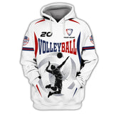 Maxcorners Volleyball White Pattern Customized Name, Number 3D Unisex Shirt