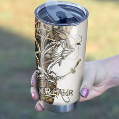 Maxcorners Bass Fishing Tumbler Camo Customize Name