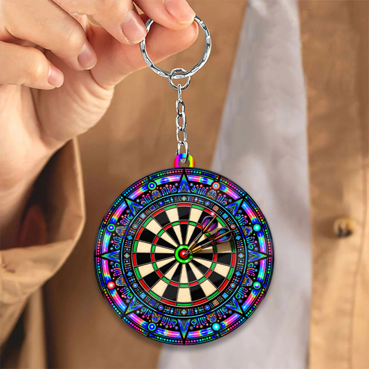 Maxcorners Psychedelic Mandala Dartboard 3D Keychain