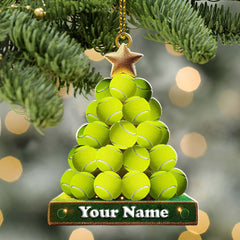 Maxcorners Tennis Ball Tree Christmas Ornament, Personalized Ornament4 2D Flat LM2211