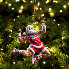 Maxcorners Santa Plays Badminton Christmas Ornament, Personalized Ornament 2D Flat LM2211